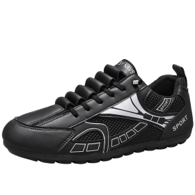 New men's flying weaving shoes sneakers fashion board shoes casual student shoes (Color: Black, size: 43)