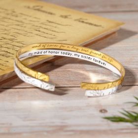 Bridesmaid Bracelet Gift, Bridesmaid Proposal Gift, Maid of Honor Gift (Bracelet Size-Finishing Color: S, Font Choice: Font 1)