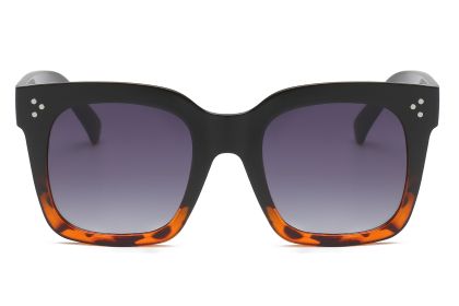 Unisex Square Flat Top Fashion Sunglasses (Color: Black/Tortoise)