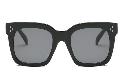 Unisex Square Flat Top Fashion Sunglasses (Color: Black)