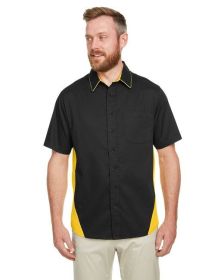 Men's Tall Flash IL Colorblock Short Sleeve Shirt - BLACK/ TM ORANGE - 2XT (Color: BLACK/ SNRY YLLW, size: LT)