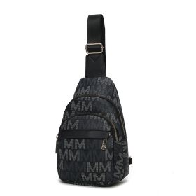 MKF Collection Helaena M Logo Printed Vegan Leather Women Sling Bag by Mia K (Color: Black, Material: Vegan Leather)