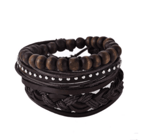 Leather Bracelet Men Multilayer Bead Bracelet Punk Wrap Bracelets for Women Vintage punk Men Jewelry (style: 3)