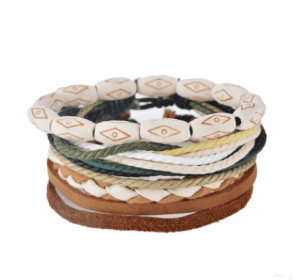 Leather Bracelet Men Multilayer Bead Bracelet Punk Wrap Bracelets for Women Vintage punk Men Jewelry (style: 8)