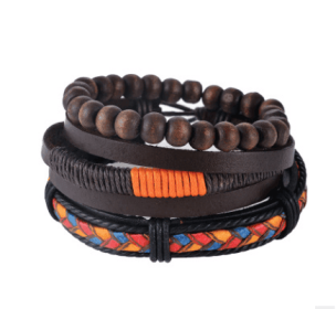 Leather Bracelet Men Multilayer Bead Bracelet Punk Wrap Bracelets for Women Vintage punk Men Jewelry (style: 1)
