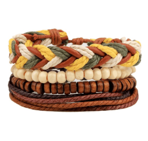 Leather Bracelet Men Multilayer Bead Bracelet Punk Wrap Bracelets for Women Vintage punk Men Jewelry (style: 12)