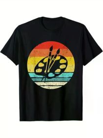 Retro Vintage Paint Palette Costume Artist Art Teacher T-Shirt, 100% Cotton, Halloween Thanksgiving Christmas Gift (Color: Black, size: XXXL)
