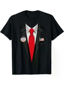 Trump Suit and Tie Halloween Costume T-Shirt, 100% Cotton, Halloween Thanksgiving Christmas Gift (Color: Black, size: XXXL)