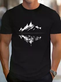 Men's T-shirt, men's personality, nature meets sound design, men's outdoor casual top, comfort and fashion coexist (Color: Black, size: XL)