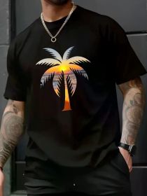 Men's fashion trend cotton round neck casual letter printed T-shirt (Color: Black, size: S)