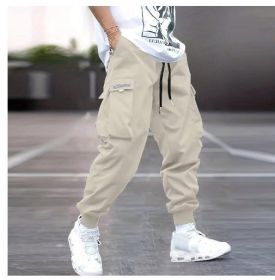Oversized Cargo Multi-pocket Men's Casual Pants (Option: Beige-M)