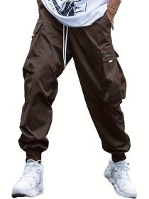 Oversized Cargo Multi-pocket Men's Casual Pants (Option: Dark Brown-S)